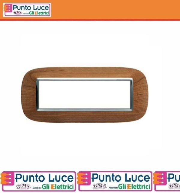 bticino-hb4806lca-placca-ellittica-6-moduli-legno-ciliegio